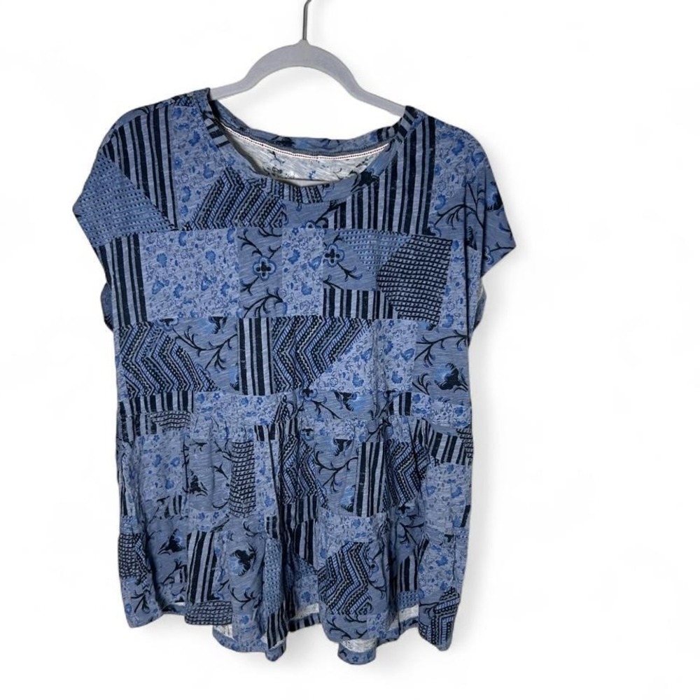 Pilcro blue patchwork blouse with‎ a boho vibe Size M #boho #festival